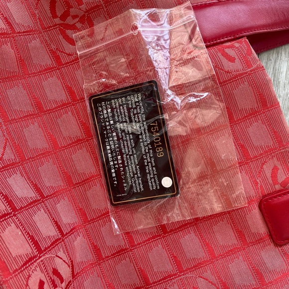 Authentic Chanel Red Canvas Travel Tote Bag - Picture 5 of 13